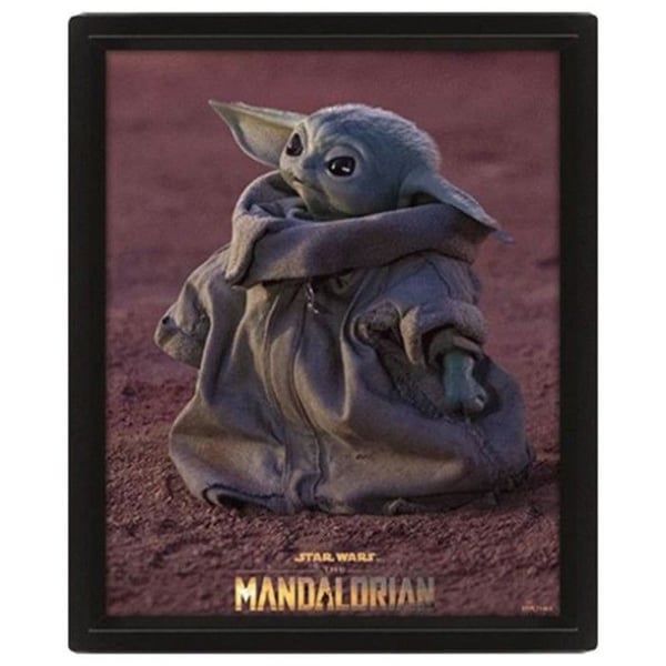 3D-lentikulär ram - Pyramid - The Mandalorian - Grogu - Svart - 20,5x4,5x25,5 cm