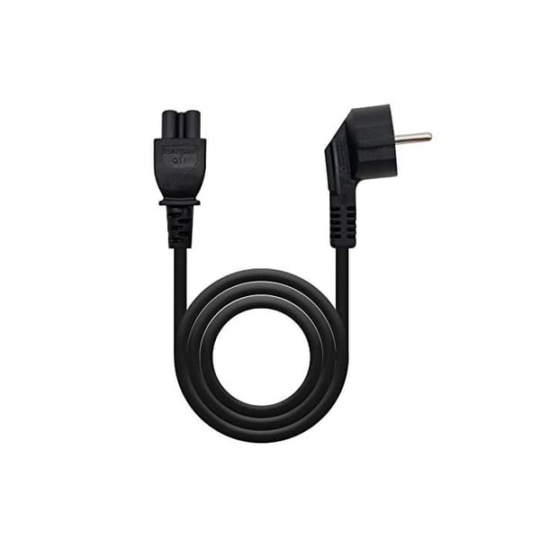 Kraftkabel i klöver - Nano Kabel - CEE7 vinklad hane till C5/F - 2 m - Svart