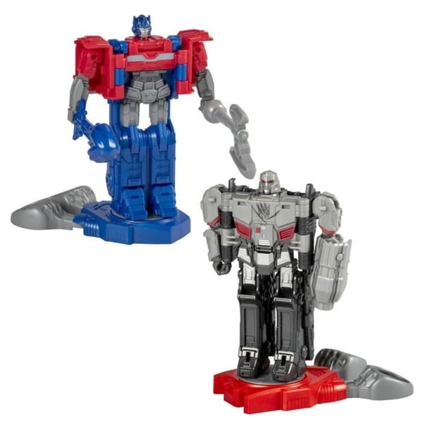 Paket med 2 Optimus Prime (Orion Pax) och Megatron (D-16) 11 cm figurer, leksaker från 6 år, Transformers One Robot Battlers