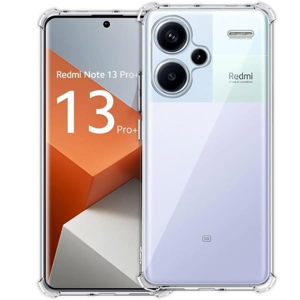 Fodral - Phonillico® - Xiaomi Redmi Note 13 PRO PLUS 5G - Mjukt - Transparent - Stötsäkert