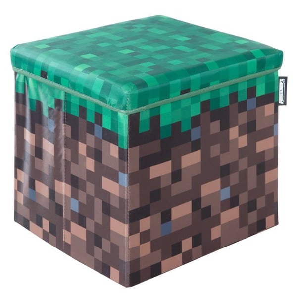 Fällbar Leklåda 2in1 - ROBA - Minecraft – Gräsblock – 30 x 30 x 30 cm – Förvaring och Säte för Barn