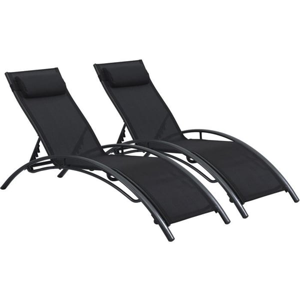 Set med 2 solstolar i aluminium Beauty "Phoenix" - Svart