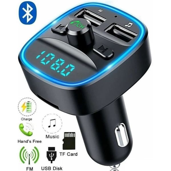 Trådløs FM-sender - Bluetooth - MP3-adapter - USB-oplader - Håndfri - Hvid