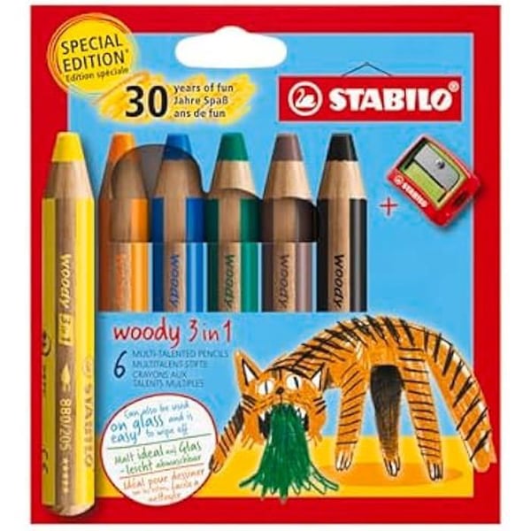 Färgpennor - STABILO - Woody 3in1 - Kartongetui x 6 - 30-årsjubileum - Flerfärgad