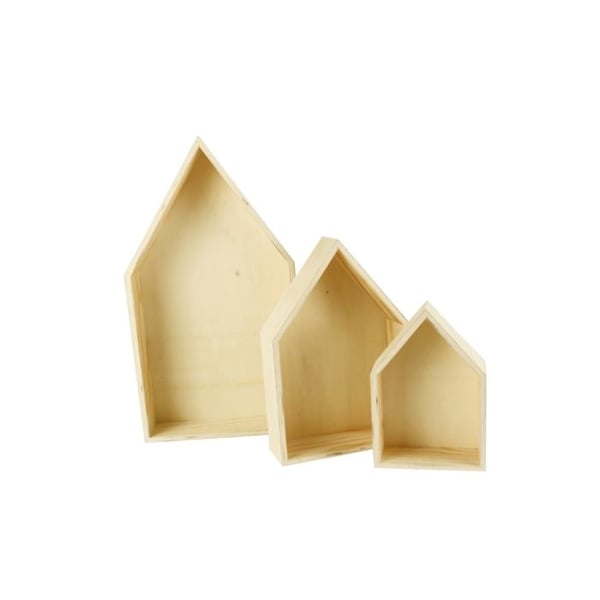 Trähus 19, 15 och 11 cm x 3 stycken