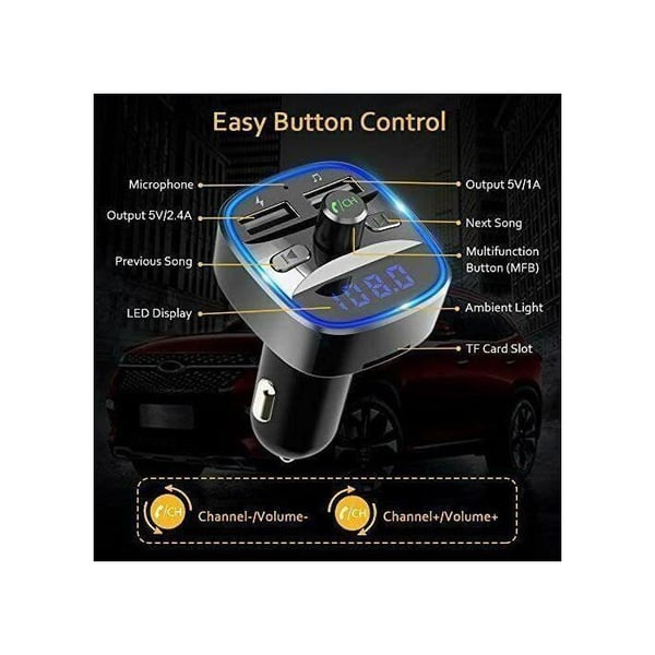 Trådløs FM-sender - Bluetooth - MP3-adapter - USB-oplader - Håndfri - Hvid