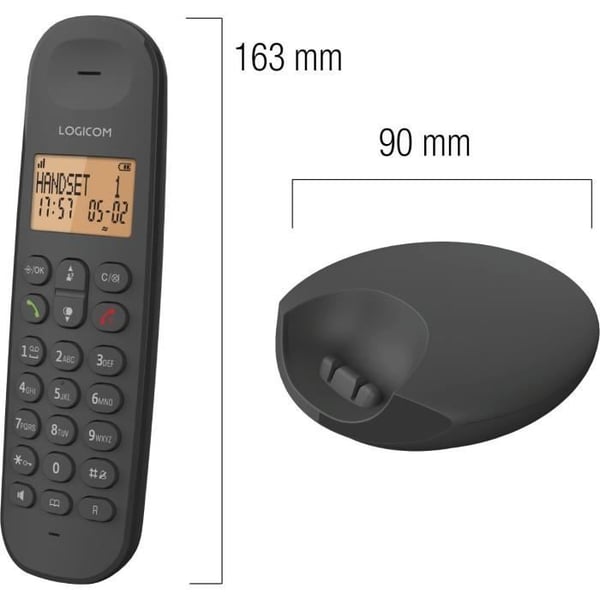 Trådlös fast telefon - LOGICOM - DECT ILOA 150 SOLO - Svart - Utan telefonsvarare