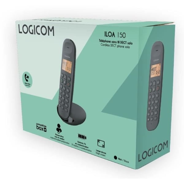 Trådlös fast telefon - LOGICOM - DECT ILOA 150 SOLO - Svart - Utan telefonsvarare