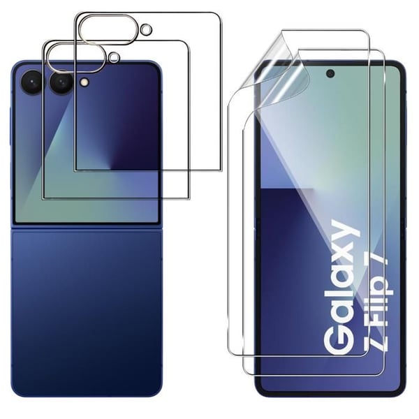 Härdat glas för Samsung Galaxy Z FLIP 7 och plastskärmskydd [Pack 2] Film Glas Skydd Phonillico®