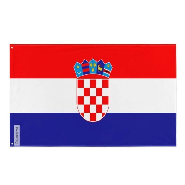 Kroatiens flagga – 128 x 192 cm – Hållbar polyester – 2 metalöglor – Inomhus / Utomhus – Pixelforma