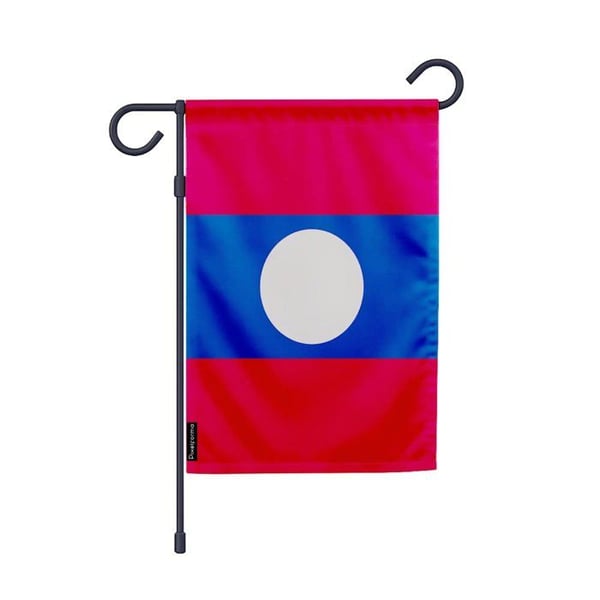 Laos Trädgårdsflagga – 32 x 47.5 cm – Hållbar Polyester – Horisontellt Format – Utomhus – Pixelforma