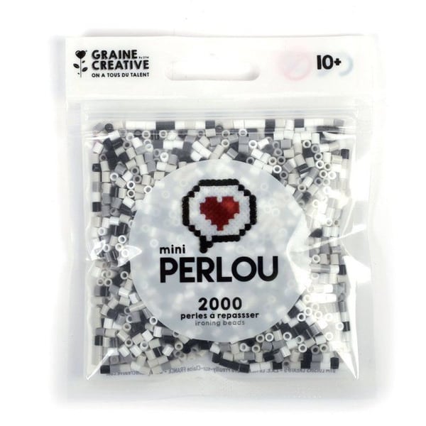Perlou - Mini Perlou strykpärlor Camaieu 4 färger. Svart Vit Grå