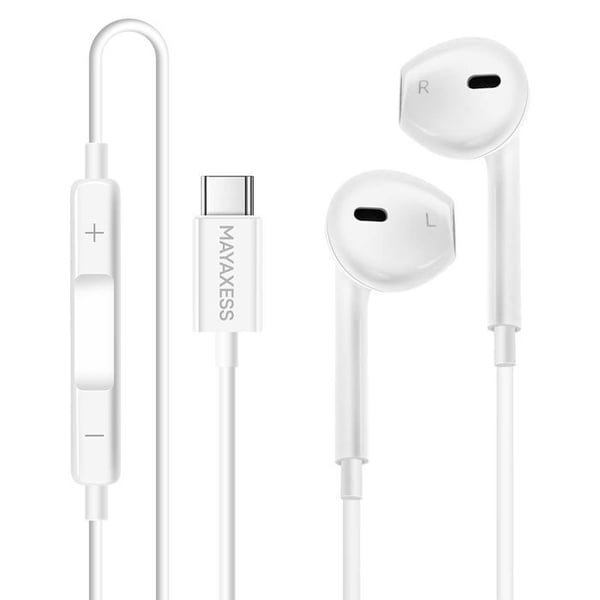 Kabelhörlurar - MAYAXESS - Google Pixel 10 Pro XL - USB-C - Integrerad mikrofon - Vit
