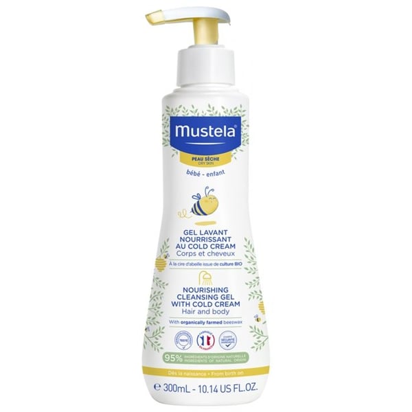 Kallkräm närande rengöringsgel med bivax - ekologisk - känslig hud - Mustela 300ml