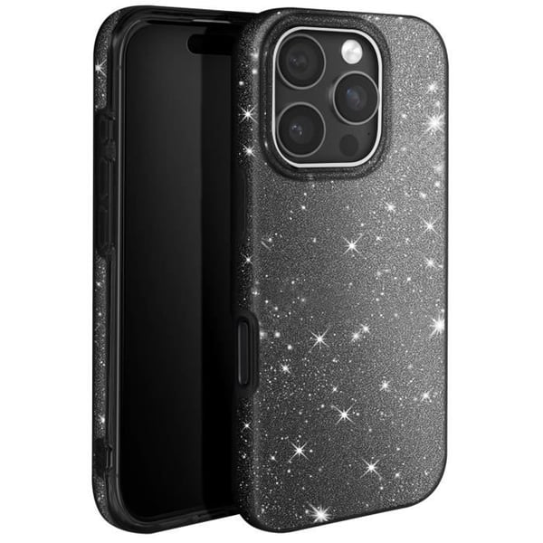 Glittrande Stöttålig Fodral för iPhone 16 Pro Svart