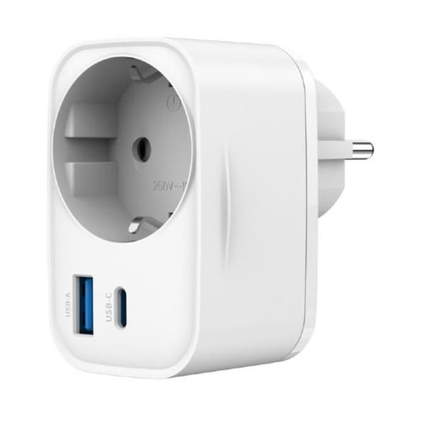 GEMBIRD SNABBLADDNING USB-LADDARE MED 2 PORTAR OCH PASSERAD STICKPROPP 20 W VIT