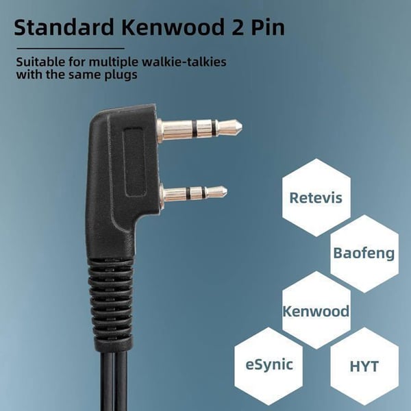 Retevis Walkie Talkie hörsnäcka 2-stifts akustiskt rör Headset MIC PTT hörsnäcka, RT24 RT27 Baofeng BF-88E BF-888S Kenwood HYT WOUXUN