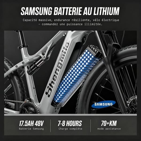 Elcykel - Shengmilo - S600 - Motor 1000 W x 2 - Batteri 48 V 17,5 Ah - Dæk 26 tommer