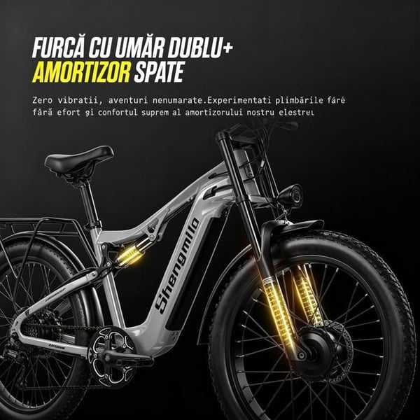 Elcykel - Shengmilo - S600 - Motor 1000 W x 2 - Batteri 48 V 17,5 Ah - Dæk 26 tommer