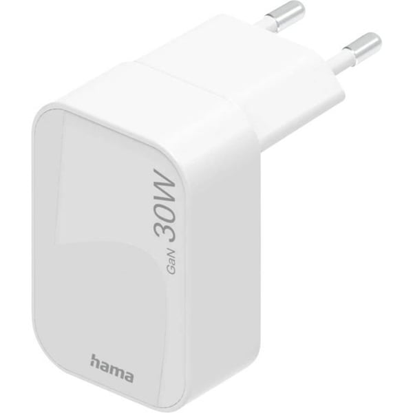 Hama USB-laddare 30 W USB-C® Power Delivery 3.0, QC 2.0, QC 3.0 vit för vägguttag GaN, USB Power Delivery (USB-P