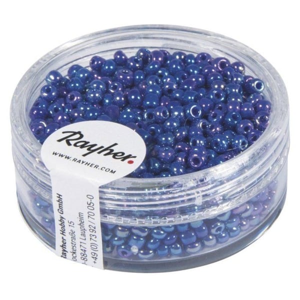 Rocailles, 2 mm ø, opaka lyster, mörkblå, låda 17g
