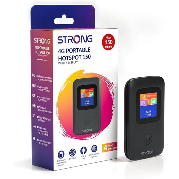 STRONG - 4G Wifi mobilrouter - Hotspot - Upp till 150 Mbps 4G/Wifi - Uppladdningsbar - Dela mobilnät - Olåst - Skärm