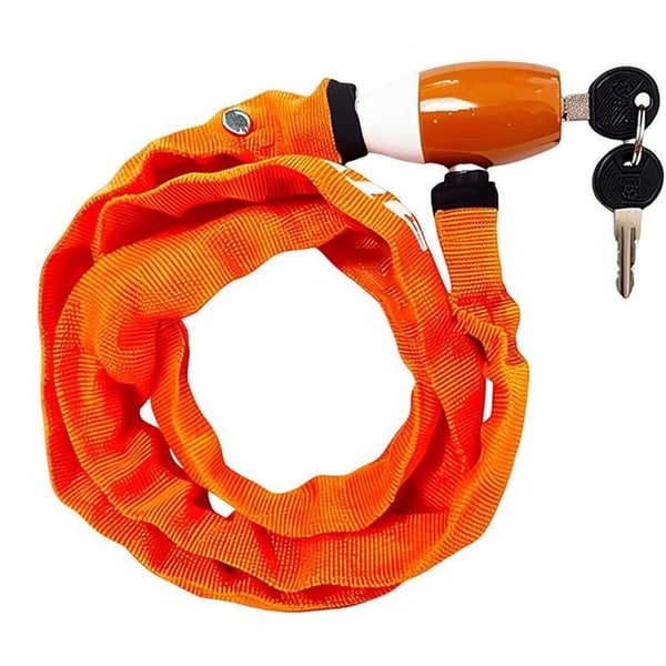 Förstärkt Kabellås 120cm med Metallhuvud för Cykel och Motorcykel Orange