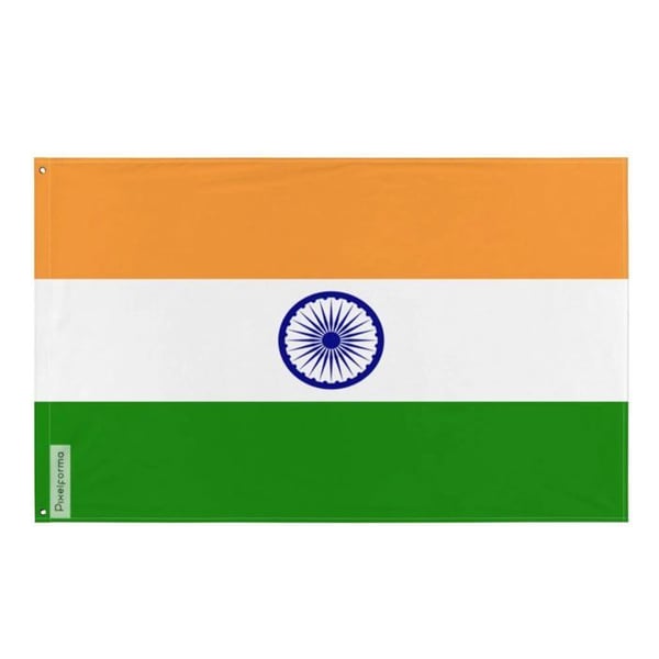 Flagga Indien – 90 x 150 cm – Hållbar Polyester – 2 Metallöglor – Inomhus / Utomhus – Pixelforma