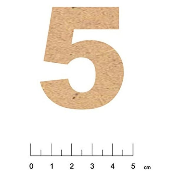 Terre & Bois Créations - Klistermärke i MDF trä 5 cm Siffra 5