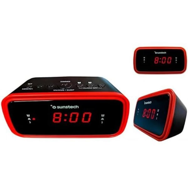 Radioklocka - SUNSTECH - Modell med FM-radio - Dubbel väckarklocka - Backup-batteri - Integrerad klocka