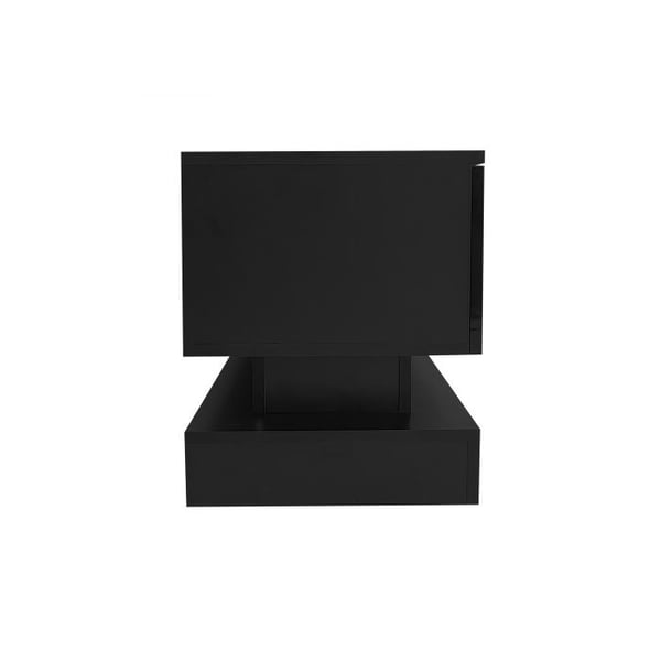 Support TV - MUVOE - 160 cm - Sort højglans - LED belysning - 2 skuffer - App kontrol