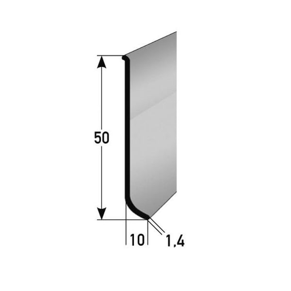PROVISTON Plint Alu 10 x 50 x 2500mm Vattentålig Stålutseende Självhäftande