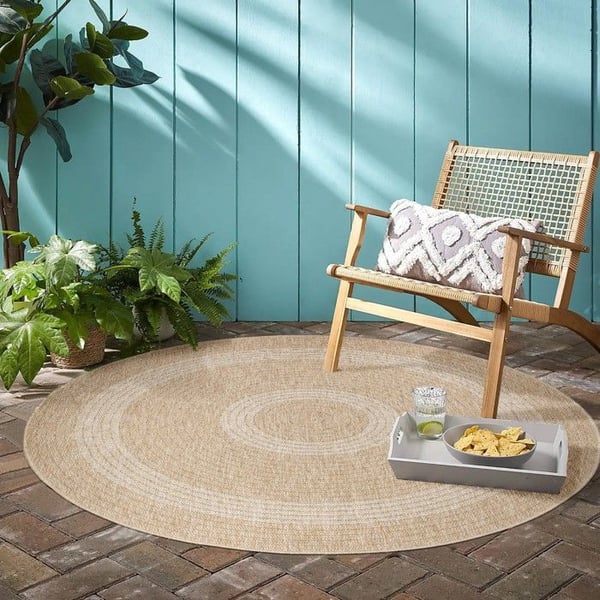 Utomhusmatta, Vintage design, Beige färg, Matta för terrass-balkong-kök, baksida i polypropen (Dimension: 160X160 cm)