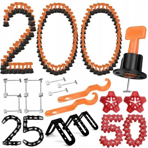 Kit för plattsättning - ProTiler - 200 clips - 50 plugg - 50 kors - 25 hörn
