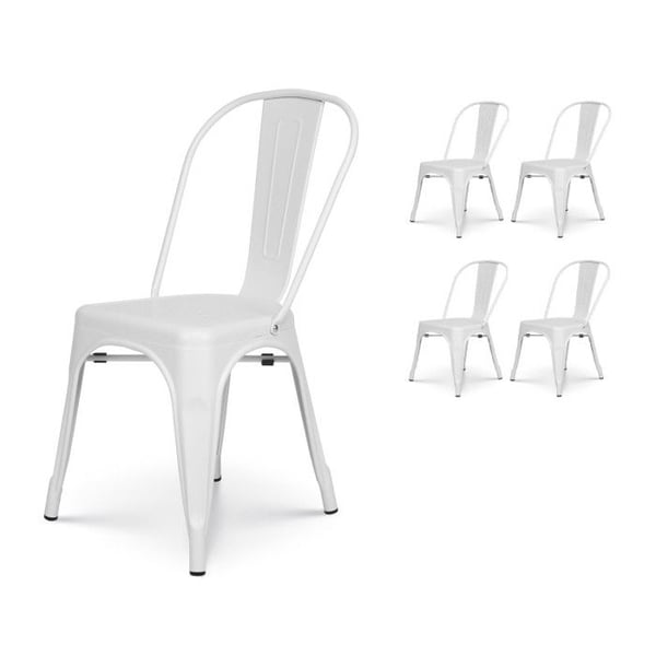 Set med 4 vita matta metallstolar - Industriell stil