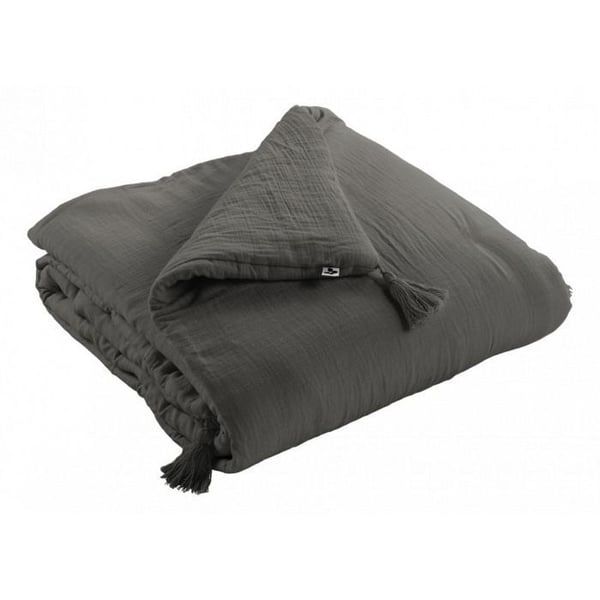 Quilt eller gavel "Gaïa" alla storlekar "Cotton Gauze" - Gaïa Granit - 150 x 150 cm