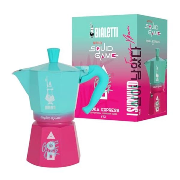 Moka-kannu - Bialetti - Squid Game - 6 mukia - Alumiini - ei yhteensopiva induktion kanssa ilman adapteria