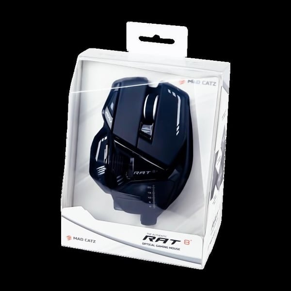 Madcatz RAT 8+ Svart - Anpassningsbar trådad spelmus - 11 knappar - RGB LED - 16000 DPI - Pixart PMW3389