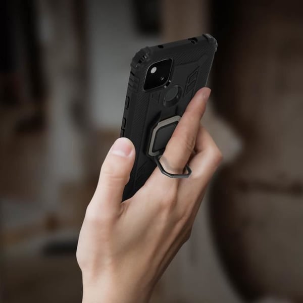Coque - Google - Pixel 4A - Flexibel - Stötsäker - Metallring Video Stöd Svart