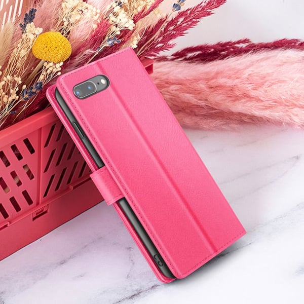 Plånboksfodral - ZANAÉ - iPhone 8 Plus / 7 Plus - Fuchsia - Antiglid - Videostöd