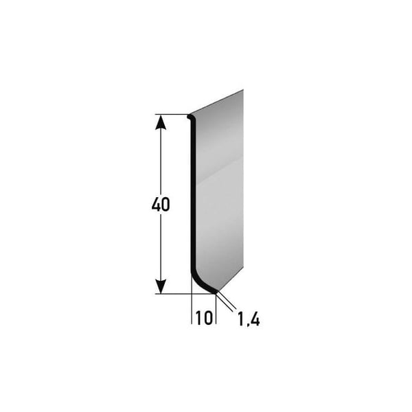 PROVISTON Plint Aluminium 10 x 40 x 2500 mm Rostfritt Silver Skruvbar