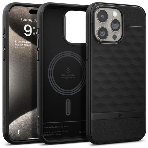Telefoncover - SPIGEN - iPhone 15 Pro Max - Mat Sort - Unik design - Kvalitetsmaterialer