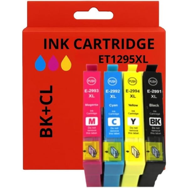 Pack med 4 Kompatibla Kassetter EPSON T1295 XL för Stylus Office, Stylus, Workforce Skrivare