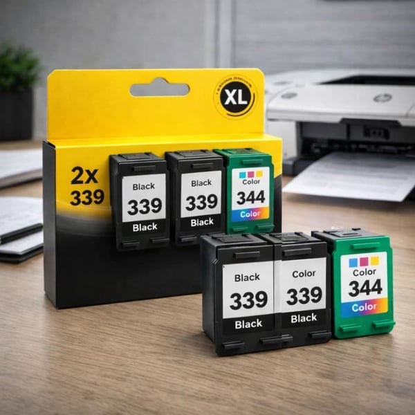 Pack med 3 kompatibla patroner HP 339 344 för skrivare Deskjet 5740 till 9868 & OfficeJet 6300 till 7413 & PhotoSmart 2570 till D5155