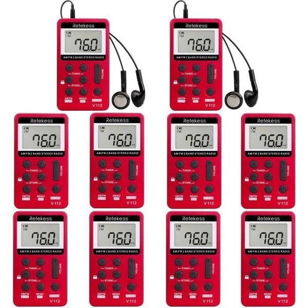 Retecess V112 FM-mottagare kompatibel med TR506 - FT11 Wireless Tour Guide System för simultantolkning (10