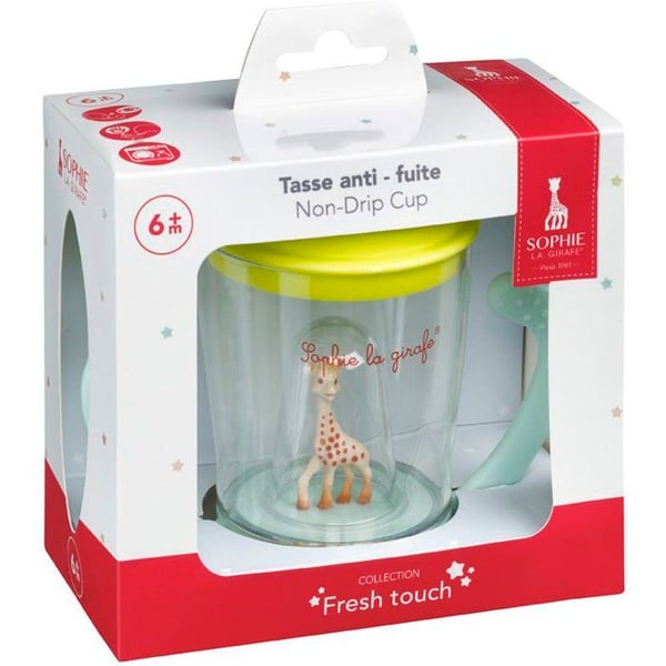 Läcksäker kopp - SOPHIE LA GIRAFE - Ergonomisk pip - 2 handtag - Droppfri ventil