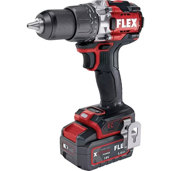 Langaton porakone-ruuvinväännin - 18V - FLEX - 2 Nopeutta + Turbo-tila + L-Boxx + Akun + Laturi - 531274