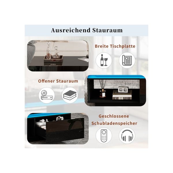 Sofabord - MUVOE - Moderne - LED-belysning - Rumslig skuffe - Belastning 50 kg