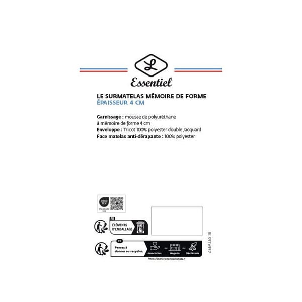 Lestra Softyne memory foam övermadrass 180 x 200 cm Lestra