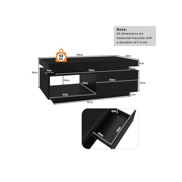 Sofabord - MUVOE - Moderne - LED-belysning - Rumslig skuffe - Belastning 50 kg
